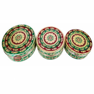 Golden Infinity Meenakari Designed Stainless Steel Make 3-Piece Container Set